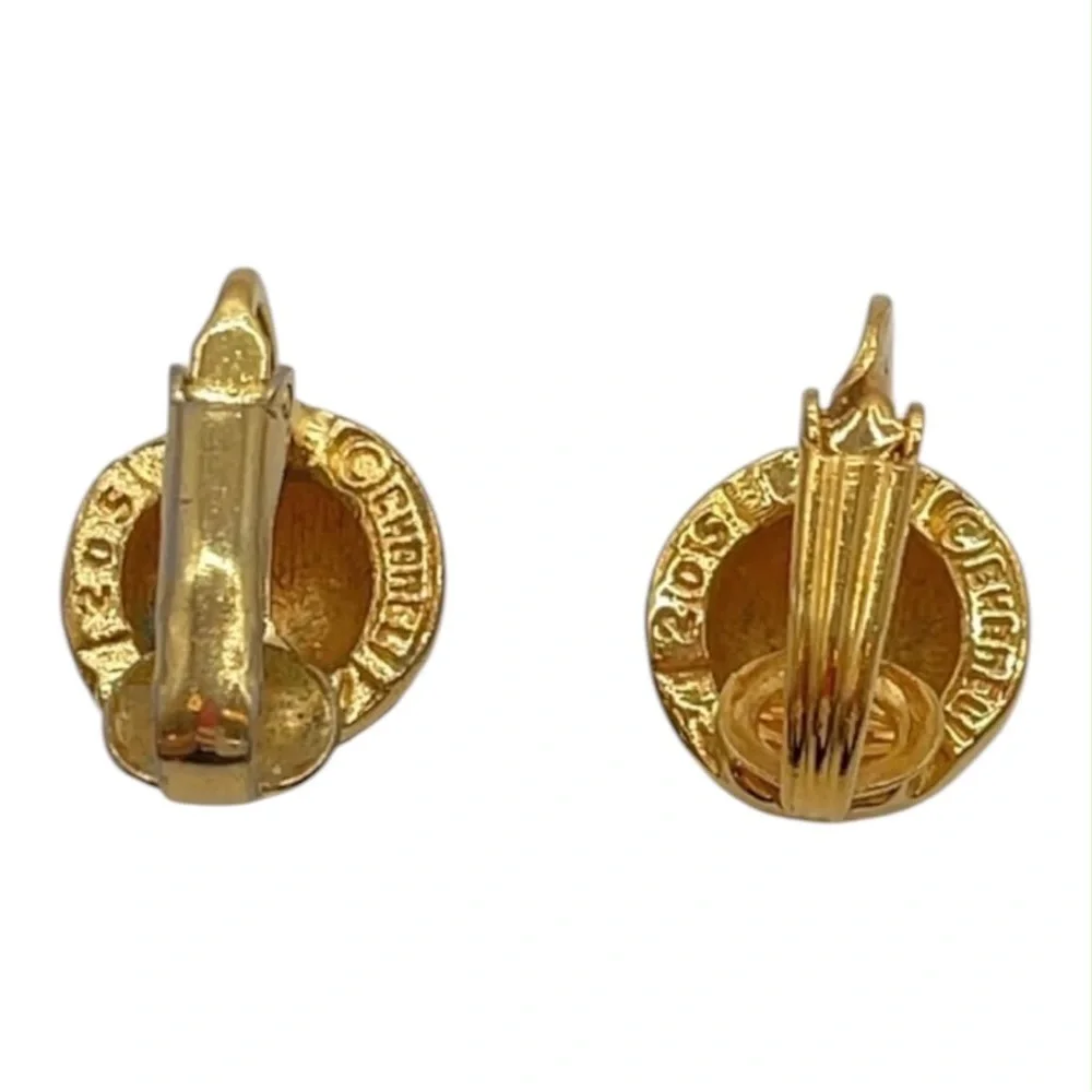 CHANEL Gold and Black CC Clip-On Earrings